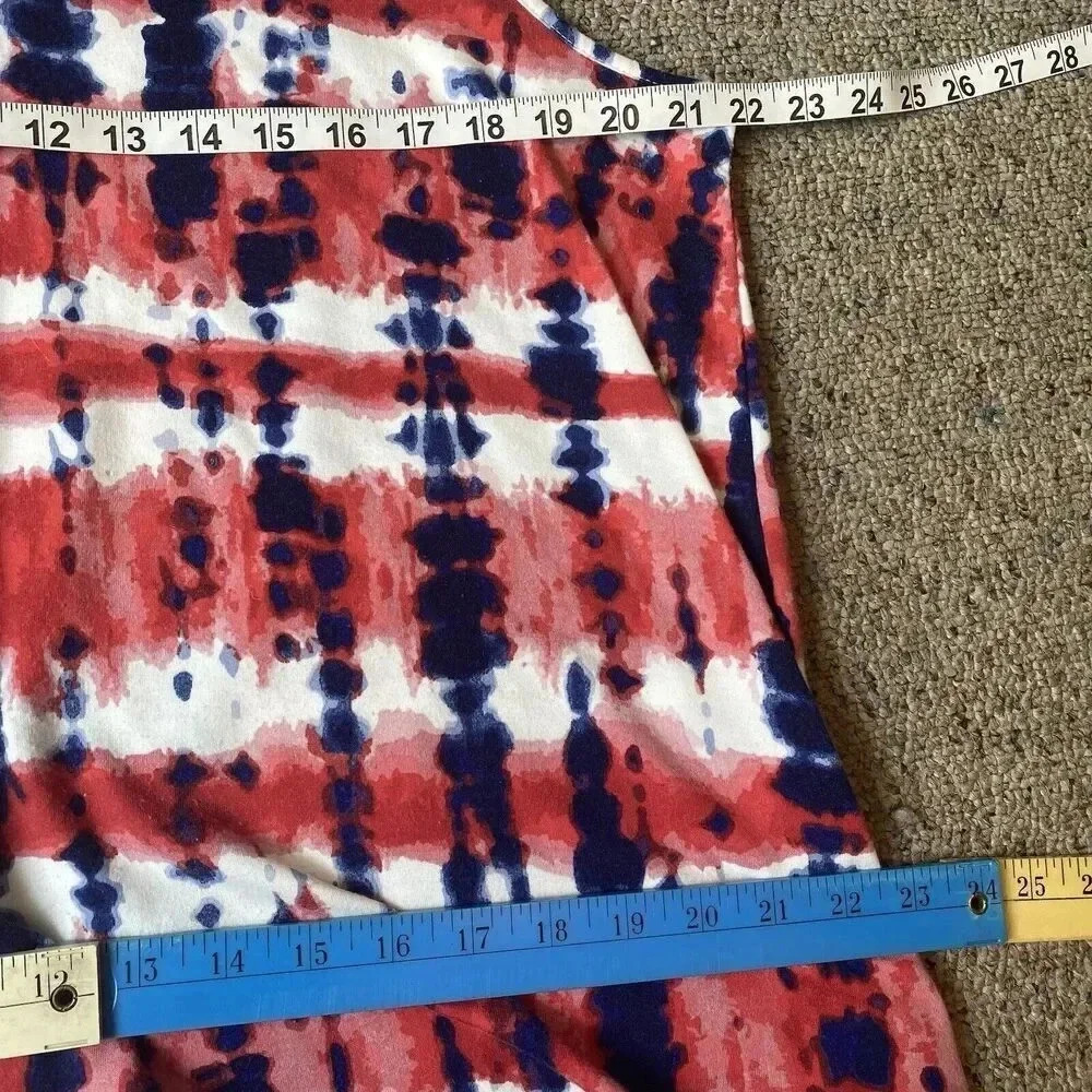 Celebrate Together Women’s XL Midi Dress Blue Red White Tie Dye 4th Of July - Picture 2 of 7